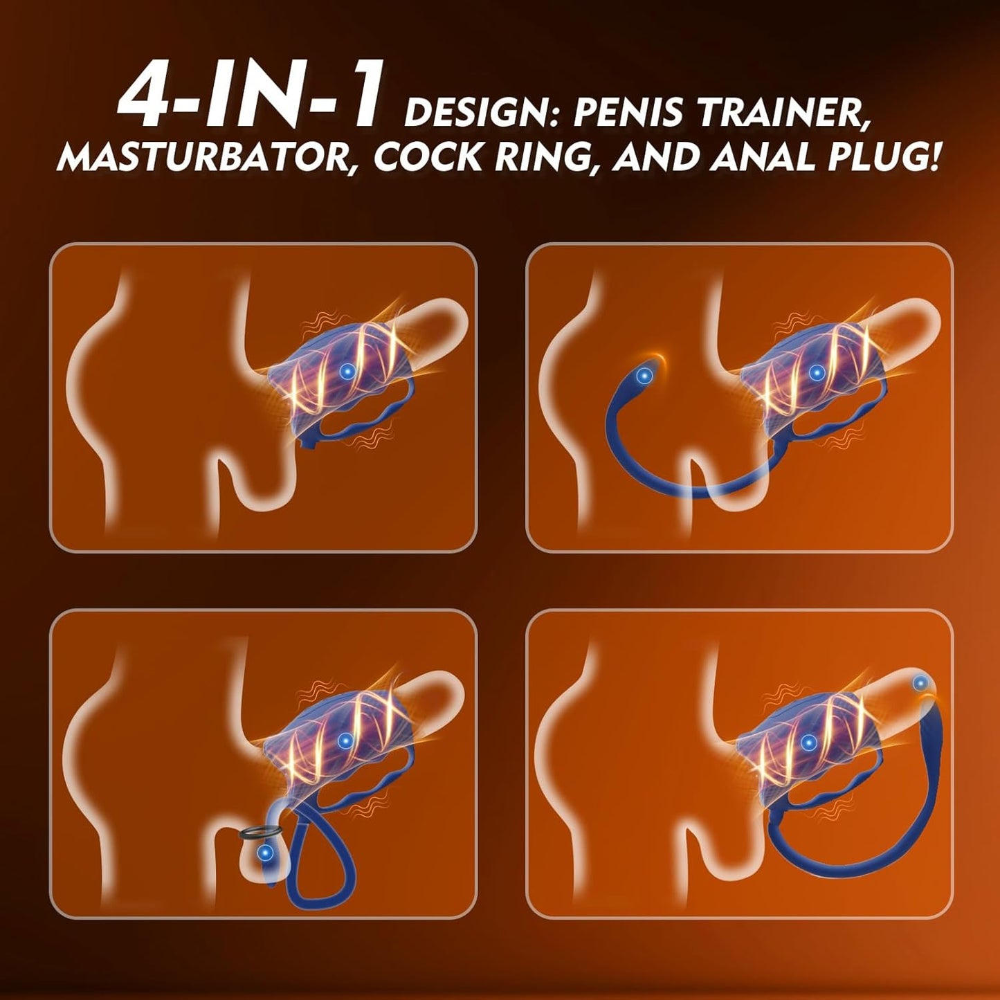 Penis Trainer Vibrator Cockring mit 10 Vibrationsmodi & Abnehmbarem Analplug