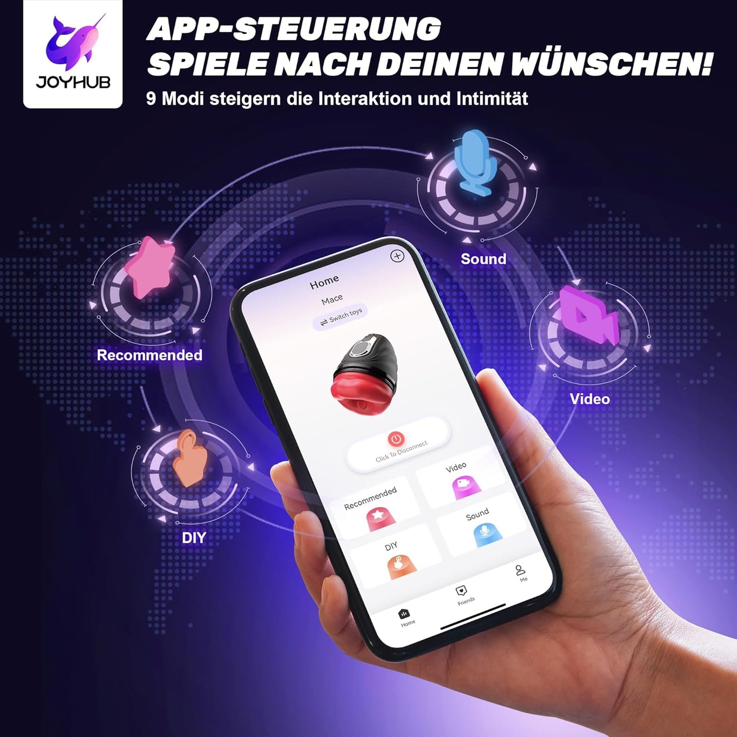 2 IN 1 Elektrischer Masturbieren Penistrainer Vibrator Stroker mit 9 Vibrationsmodi