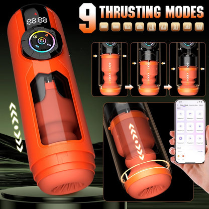 5 IN 1 App-gesteuerte Masturbationsmaschine mit 9 Vibrations & Leck & Stoß & Saugmodi