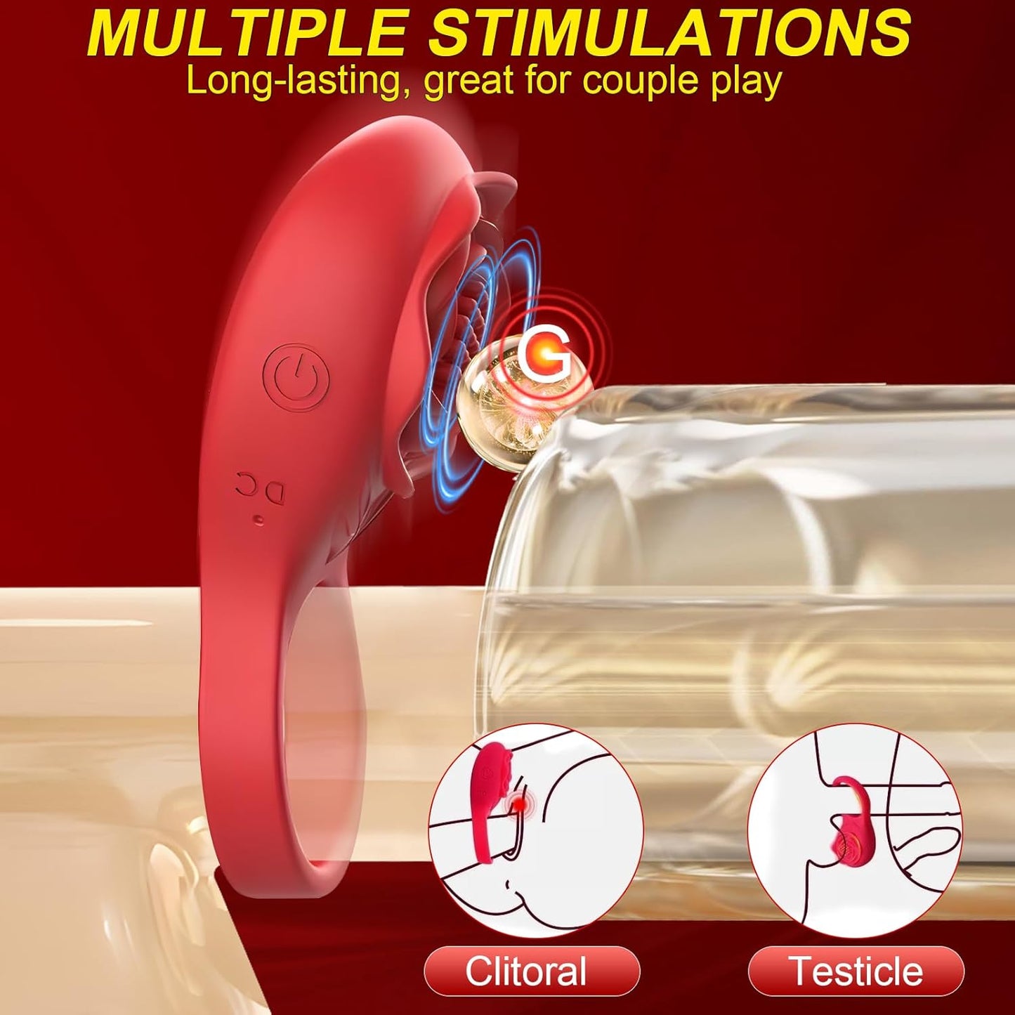 Rose Vibrator Klitorisstimulator Penisring Hodenmassagegerät mit 9 Vibrationsmodi