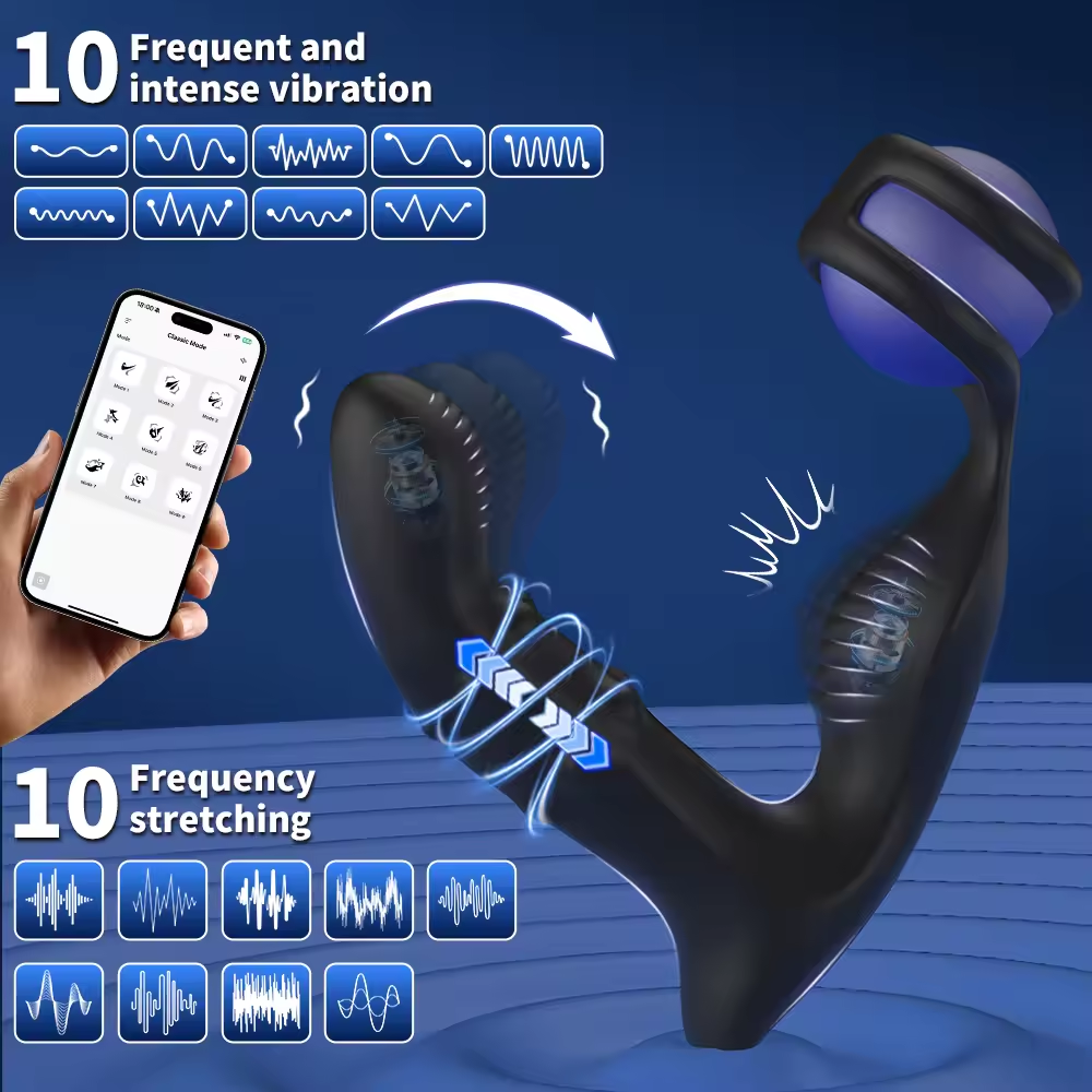 Analvibrator Prostata Massagegerät Buttplug mit 10 Vibrations und Dehnungsfunktionen