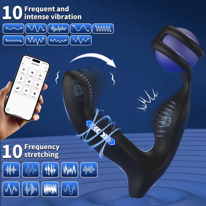 Analvibrator Prostata Massagegerät Buttplug mit 10 Vibrations und Dehnungsfunktionen