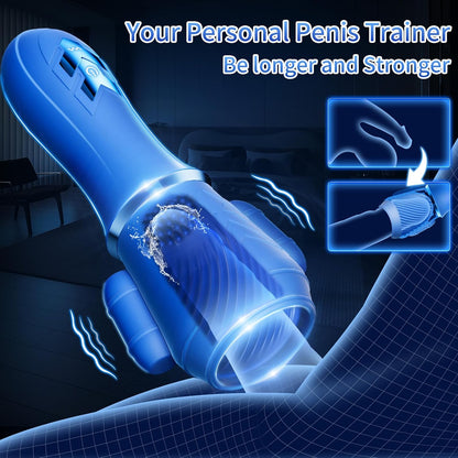 2 IN 1 Penis Trainingsvibrator Integrierter Taschenmuschi mit 10 Vibrationsmodi