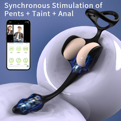 3 IN 1 Hodenvibrator Penisring Vibratoren Prostata Stimulator Massagegeräte mit 9 Vibrationsmodi