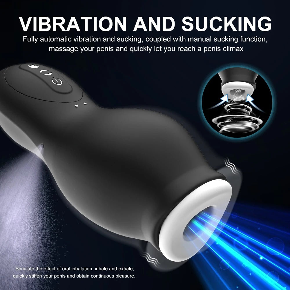 Elektrischer Masturbatoren Penistrainer Stroker Blowjob mit 7 Vibrations und 7 Saugmodi