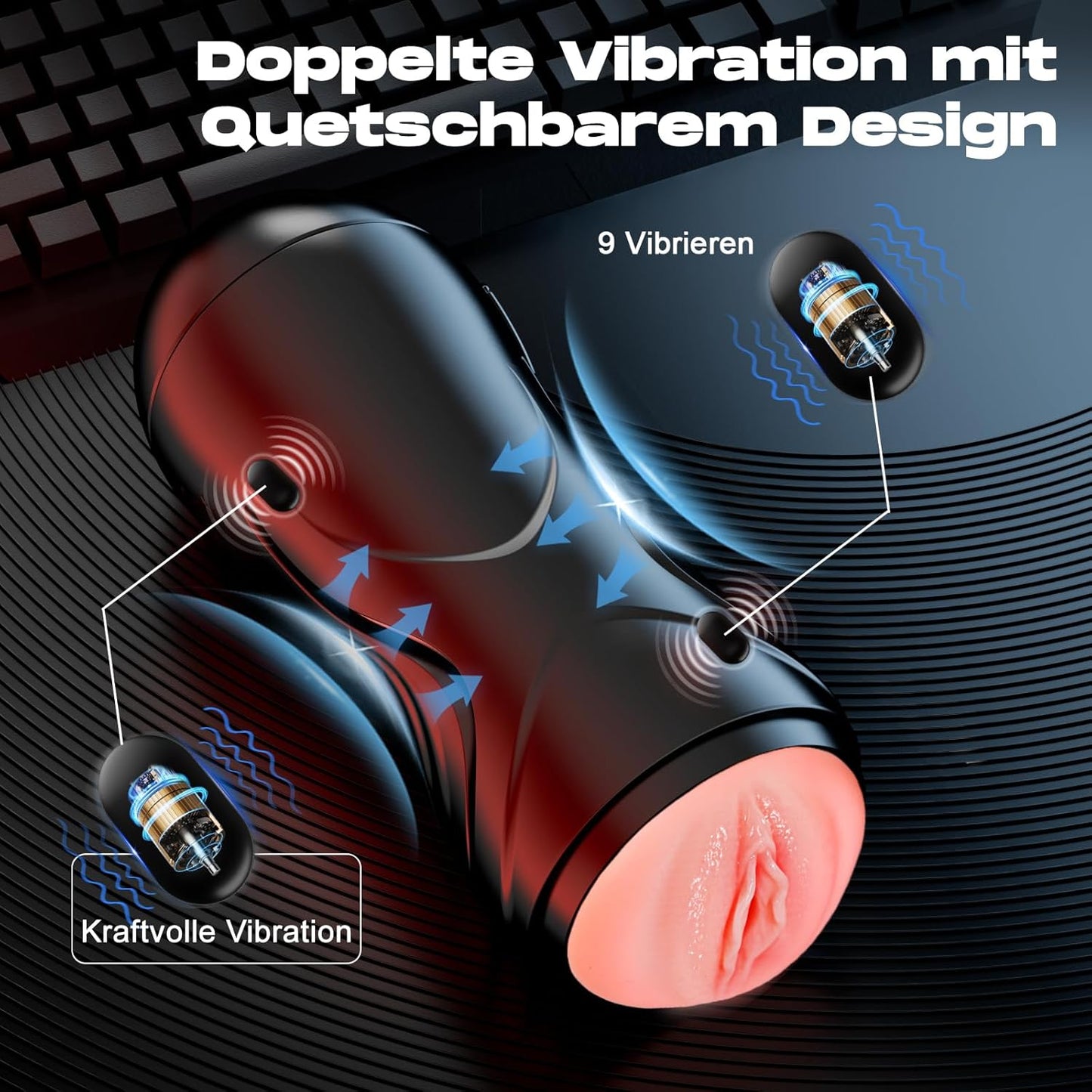 Elektrischer Masturbator Taschenmuschi Blowjob mit 9 Vibrationsmodi