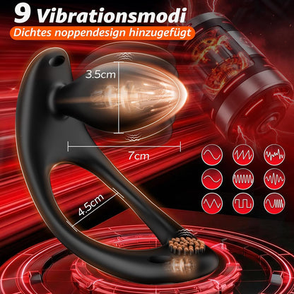 4 IN 1 Tragbarer Analvibrator Penisring Hodenvibration mit Stoßfunktion & 9 Kraftvolle Modi