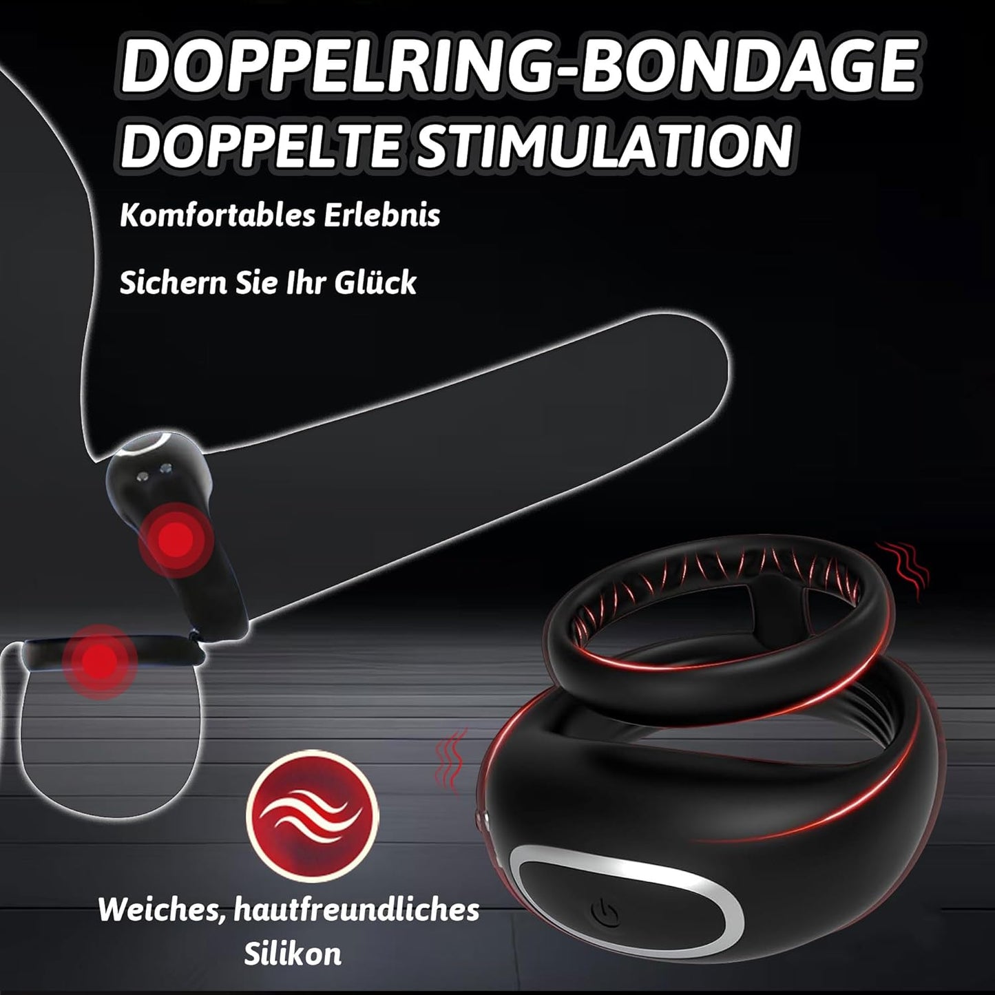2 IN 1 Dubbele Cockring Penis Vibrator Stimulator mit 10 Vibrationsfrequenzen