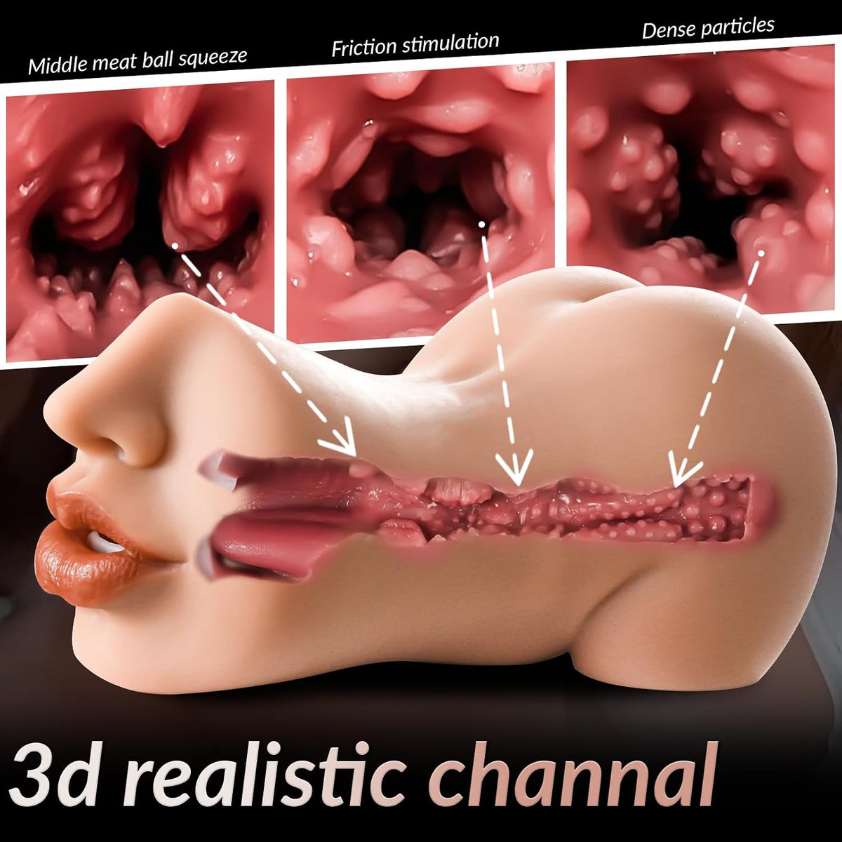 3 IN 1 Realistischer Masturbator Penis Trainer Stroker Blowjob Ausdauertraining