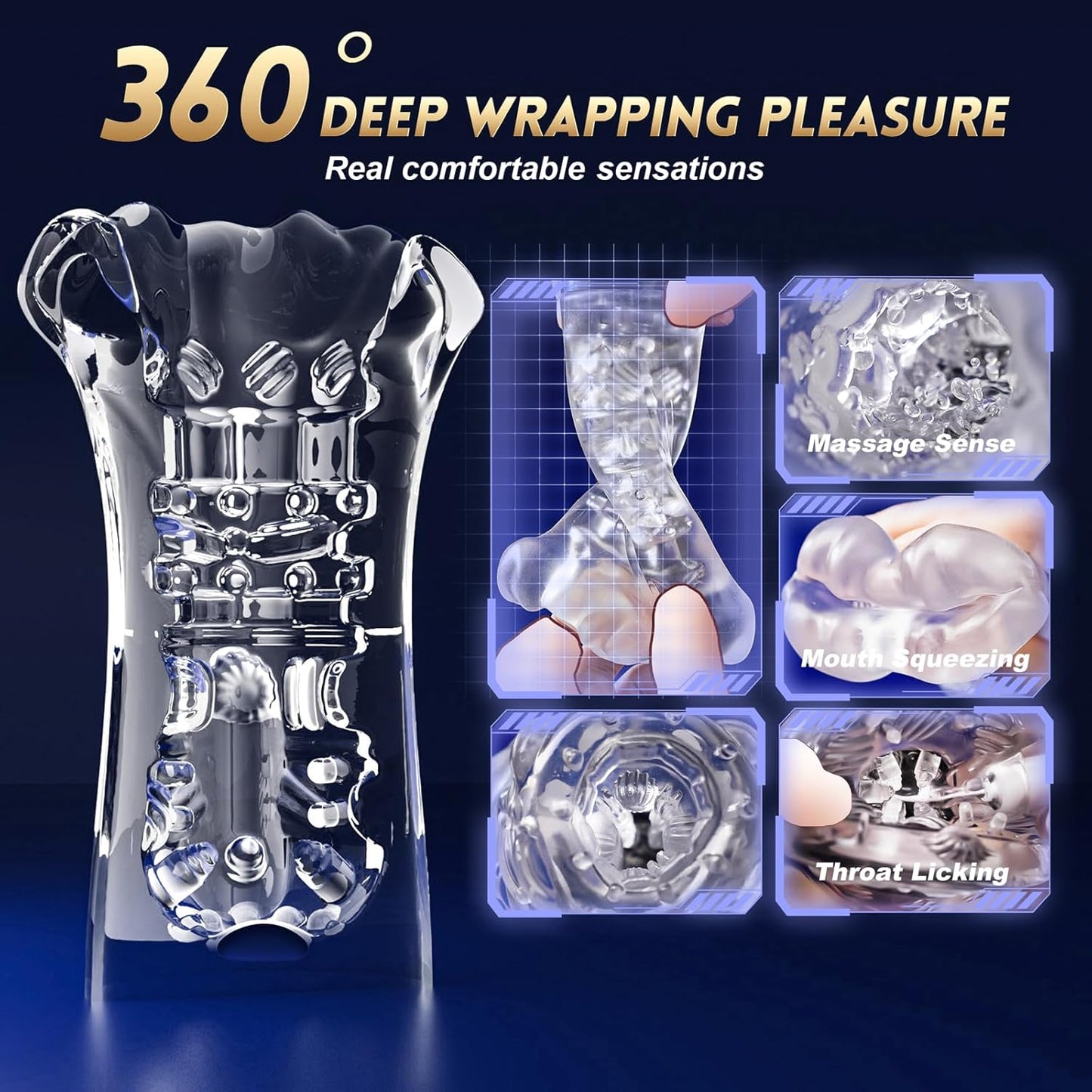 KI-Sync App Transparenter Penis Trainer Vibrator mit 9 Trainingsmodi