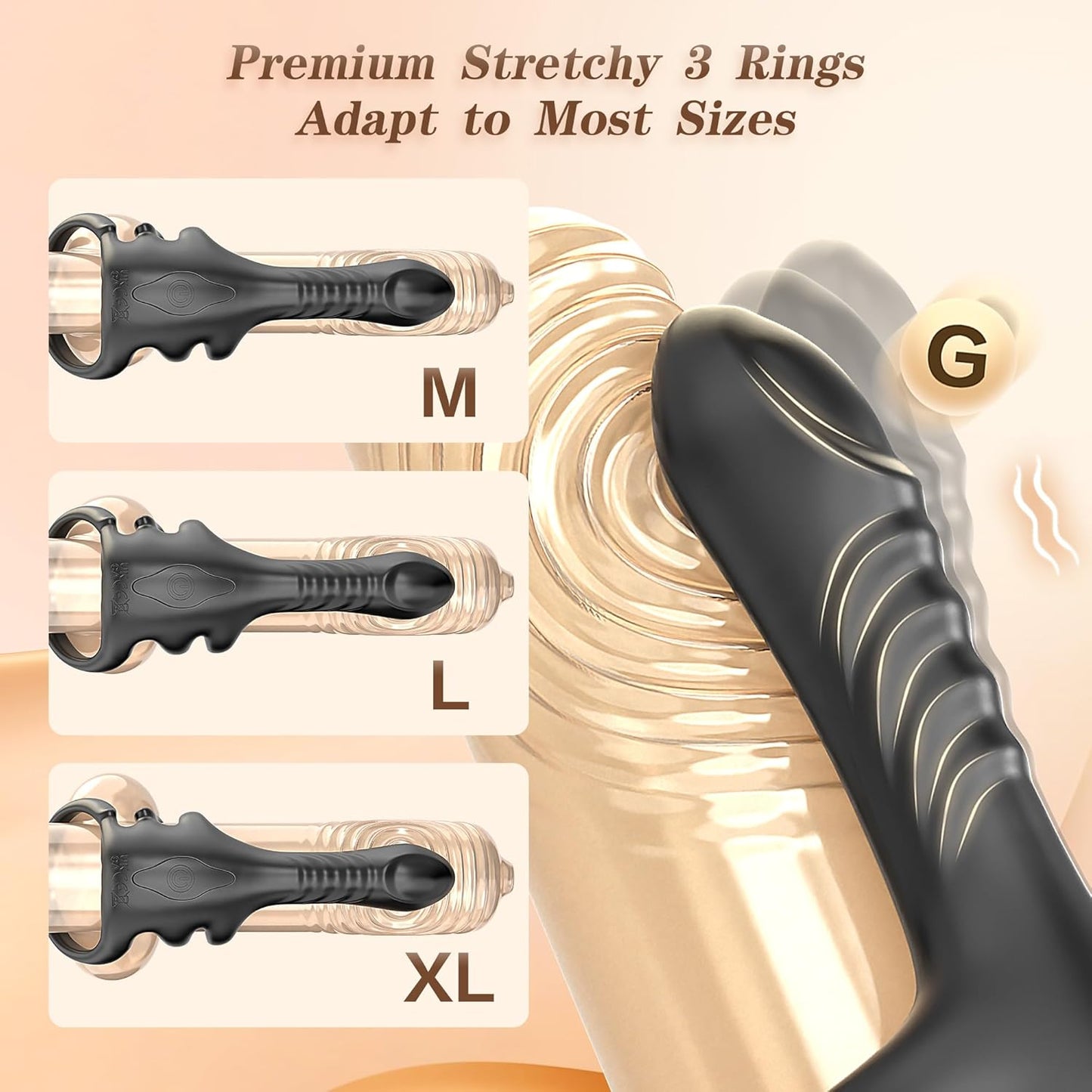 Finger Penis Trainer Vibrator Cockring Klitorisstimulator mit 3 Ringen & 9 Vibrationsmodi