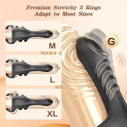 Finger Penis Trainer Vibrator Cockring Klitorisstimulator mit 3 Ringen & 9 Vibrationsmodi