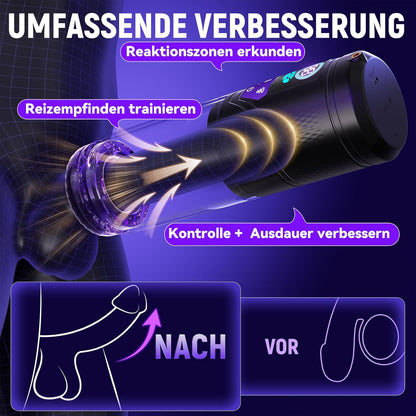 Elektrischer Masturbator Blowjob Taschenmuschi mit 9 Teleskop & Rotation & Saugen