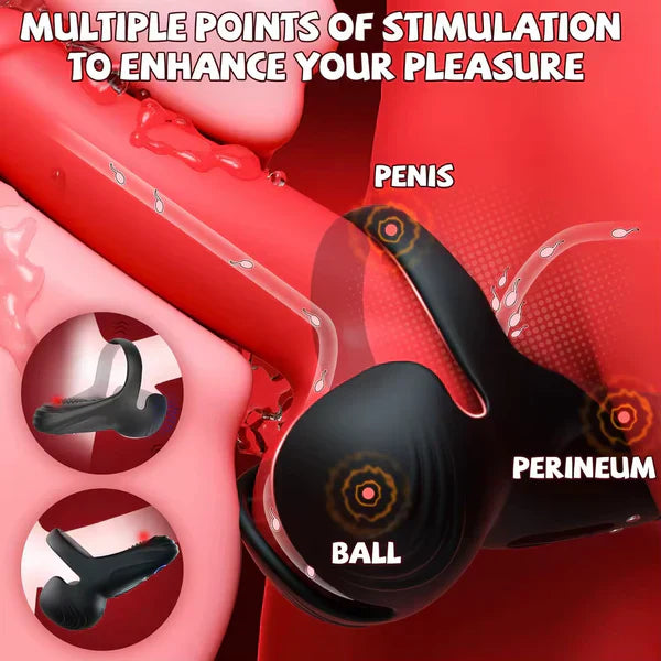 Doppel-Hodensack Penistrainer Vibrator Cock Ring mit 10 Vibrationsmodi