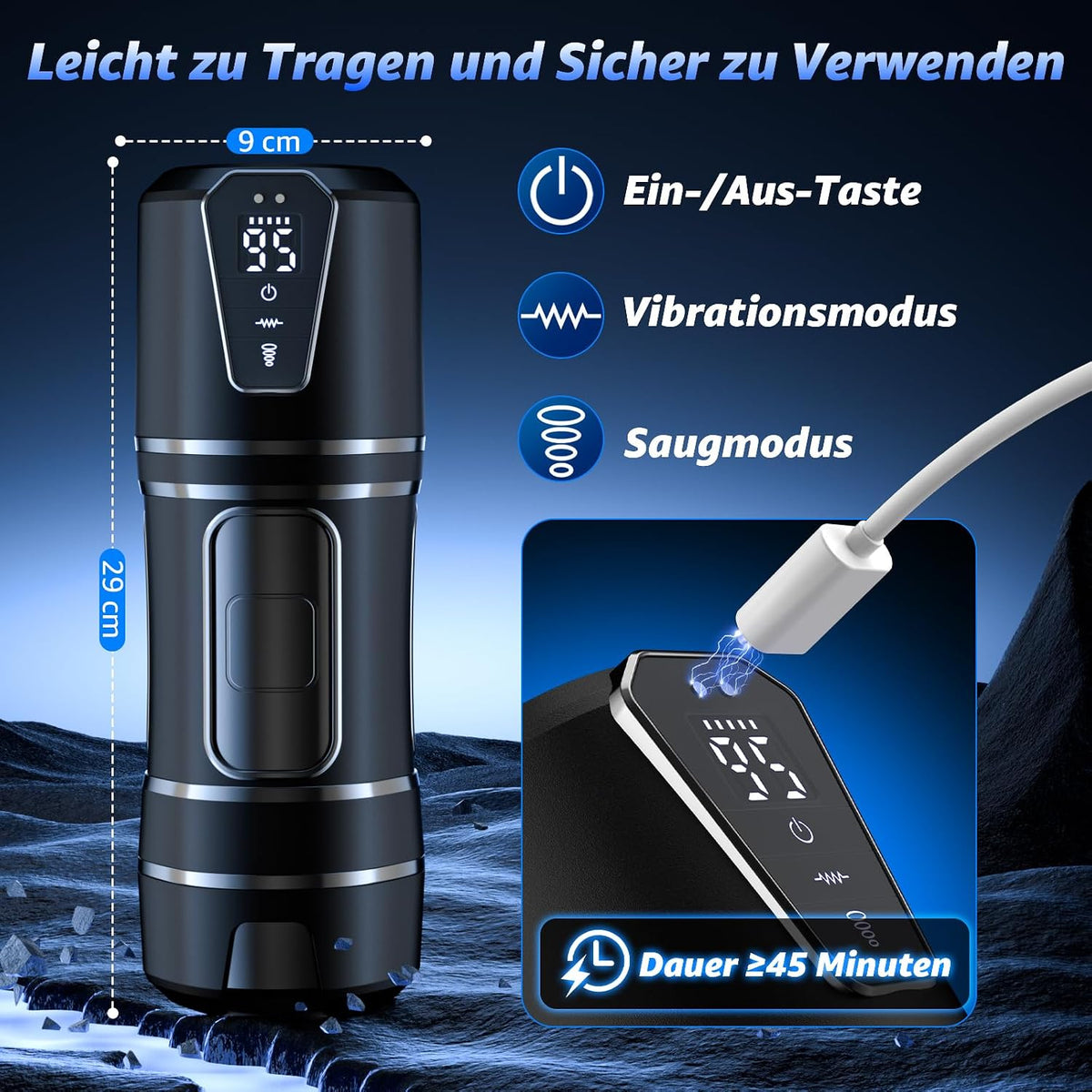 Realistische Masturbator Taschenmuschi Penis Stimulator mit 10 Vibration & 5 Saugmodi
