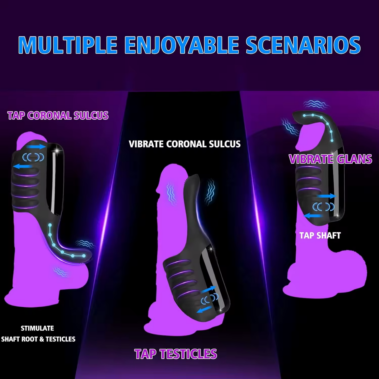Elektrischer Penist Vibrator Glans Trainer Stimulator mit 5 Klopfgeräusche & 10 Vibrationen