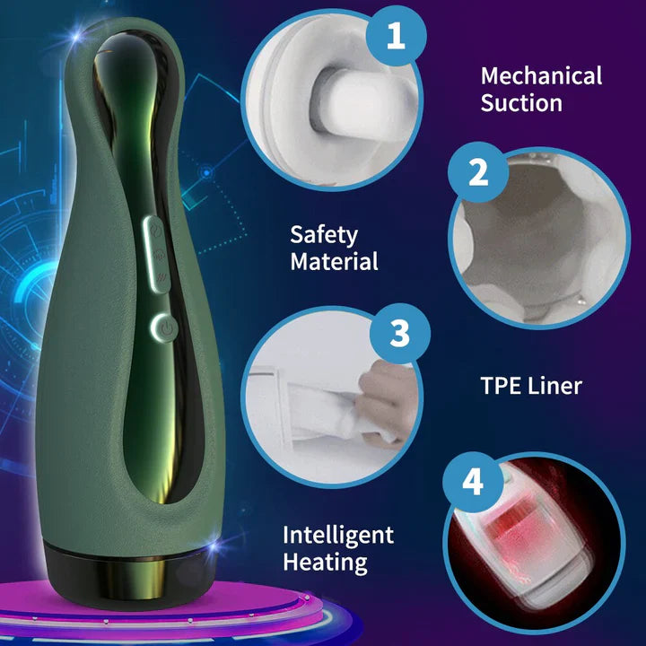 Automatischer Stroker Blowjob Masturbatoren mit 3 Saugnäpfen und 6 Starken Vibrationen