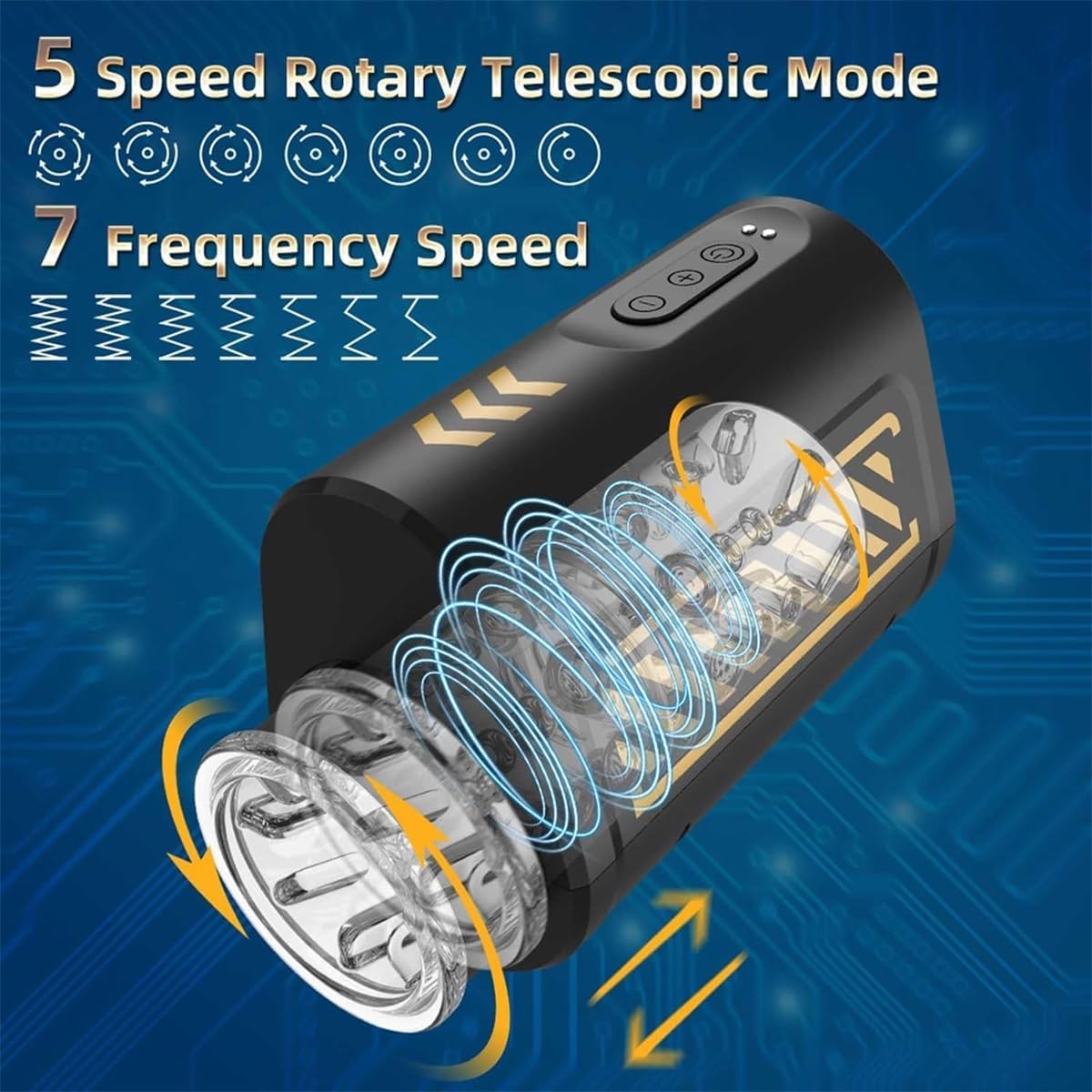 2 in 1 Automatische Rotierender Stoß Masturbator mit 7 Stoß und Rotationsmodi