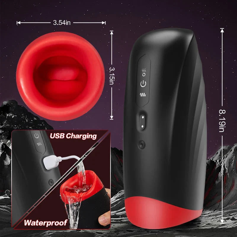 3 IN 1 Oral Stroker Blowjob Masturbator mit 5 Klemm 10 Vibrations und 42°C Heizmodi