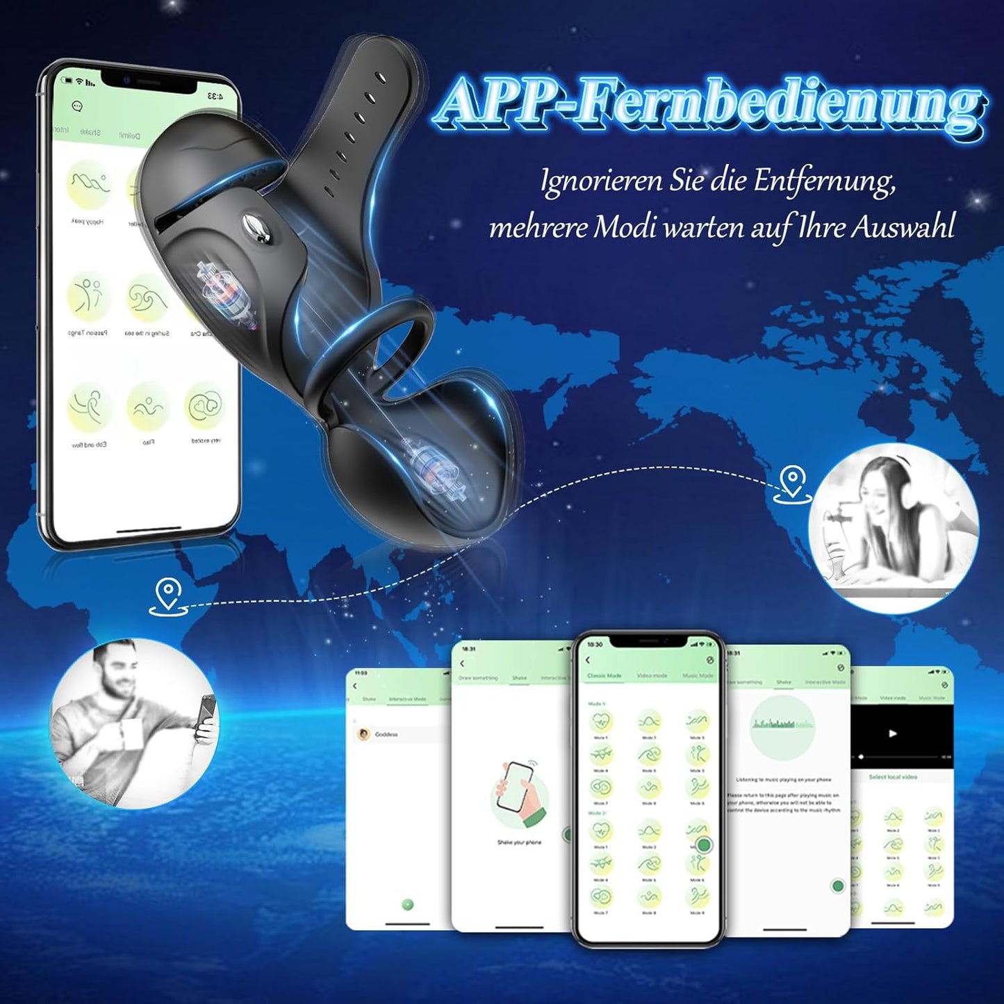 Elektrischer Masturbator Eichel Stimulator Penistrainer Vibrator mit 9 Modi