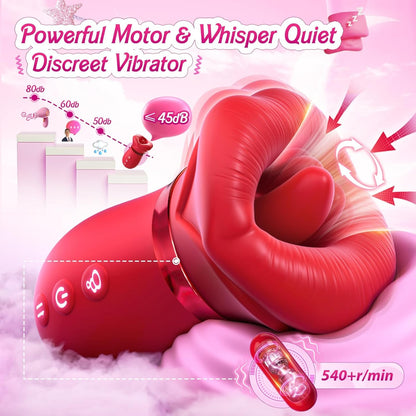 5 IN 1 Mundsauger Vibrator Rose Toys mit 10 Zungen-Leck & Vibrations