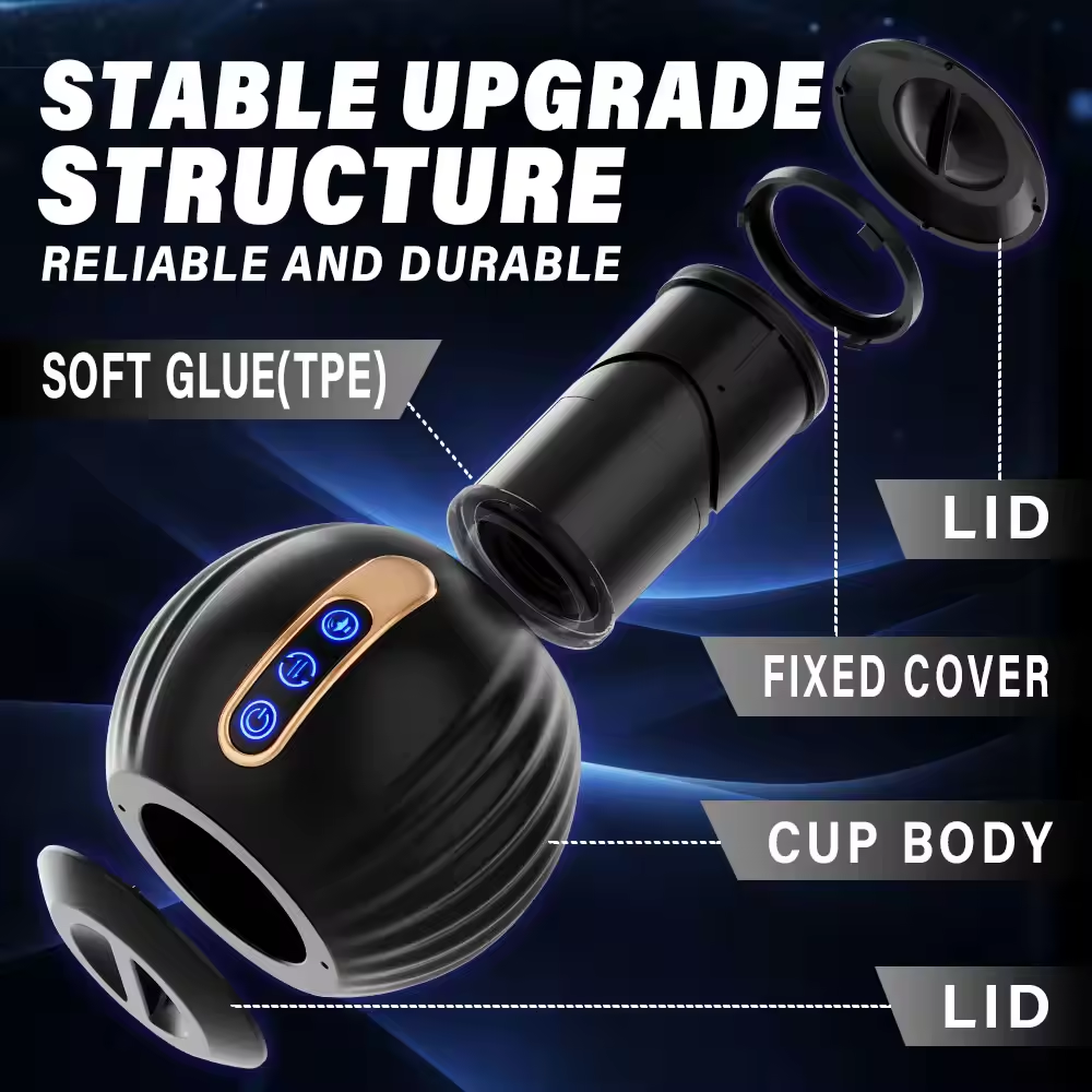 Elektrischer Penistrainer Vibrator Masturbator mit 8 Rotationsmodi und Stoßfunktion