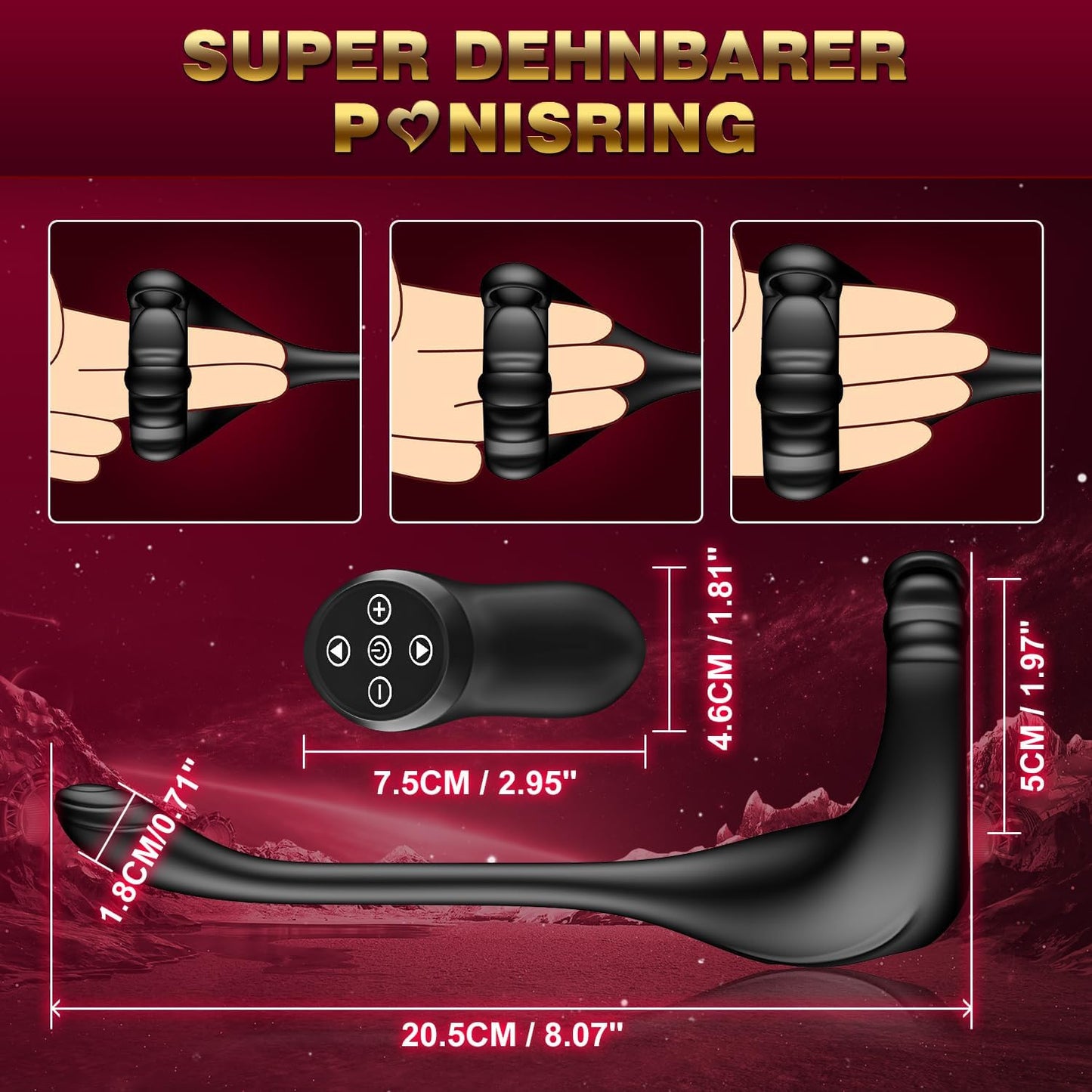 4 IN 1 Prostata Stimulation Buttplug Penisring Analvibratoren mit 10 Modi