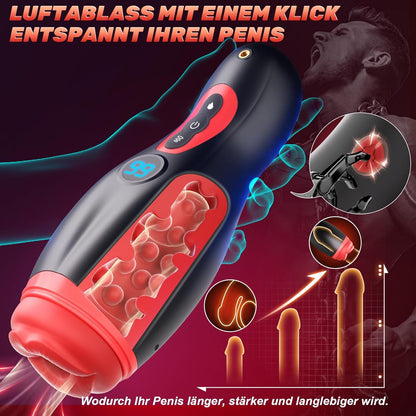 6 IN 1 Realistische Masturbieren Penis Vibrator Blowjob mit 9 Saugen & 9 Vibration