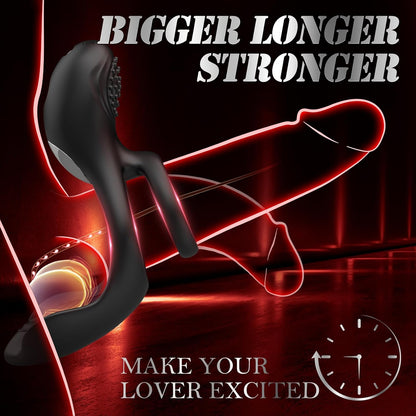 3 IN 1 Penis Trainer Vibrator Cockring Testicles Stimulator mit 10 Vibrationsmodi