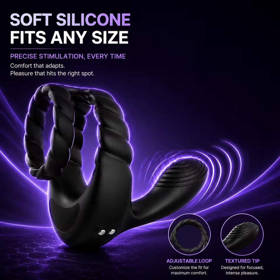 3 IN 1 Cock Ring Penisrainer Vibrator Hoden Stimulator Dammstimulationmit 10 Vibrationsmodi