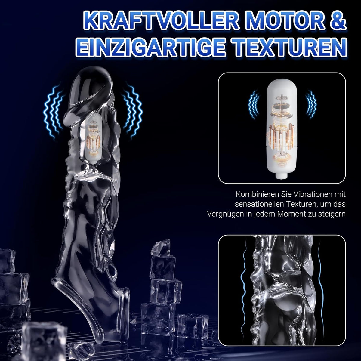 Transparenter Penishülle Penistrainer Cockringe mit 10 Vibrationsmodi