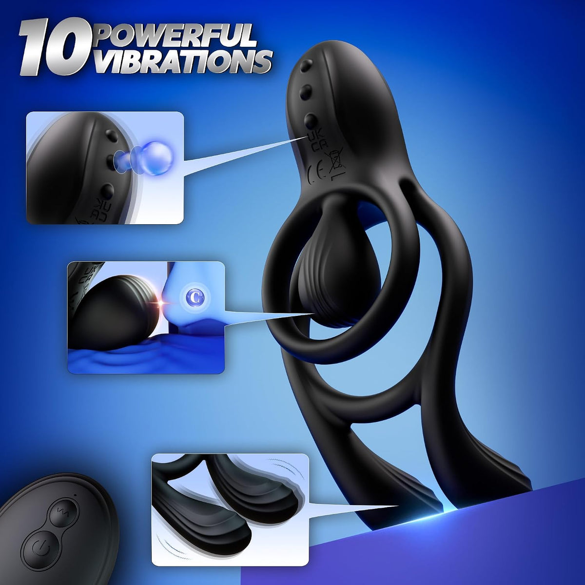 3 IN 1 Multipunkt Penistrainer Vibrator Klitorisstimulator mit 10 Vibrationsmodi