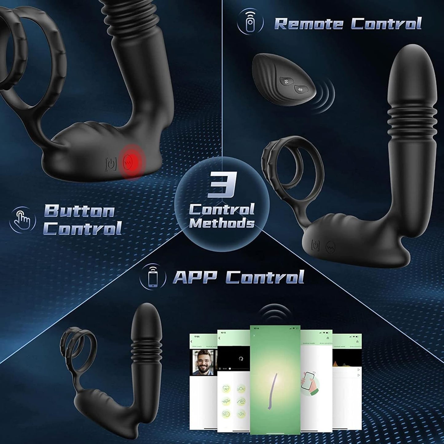 3 IN 1 Analvibratoren Prostata Stimulator Massagegeräte mit 9 Teleskopmodi 9 Vibrationsmodi