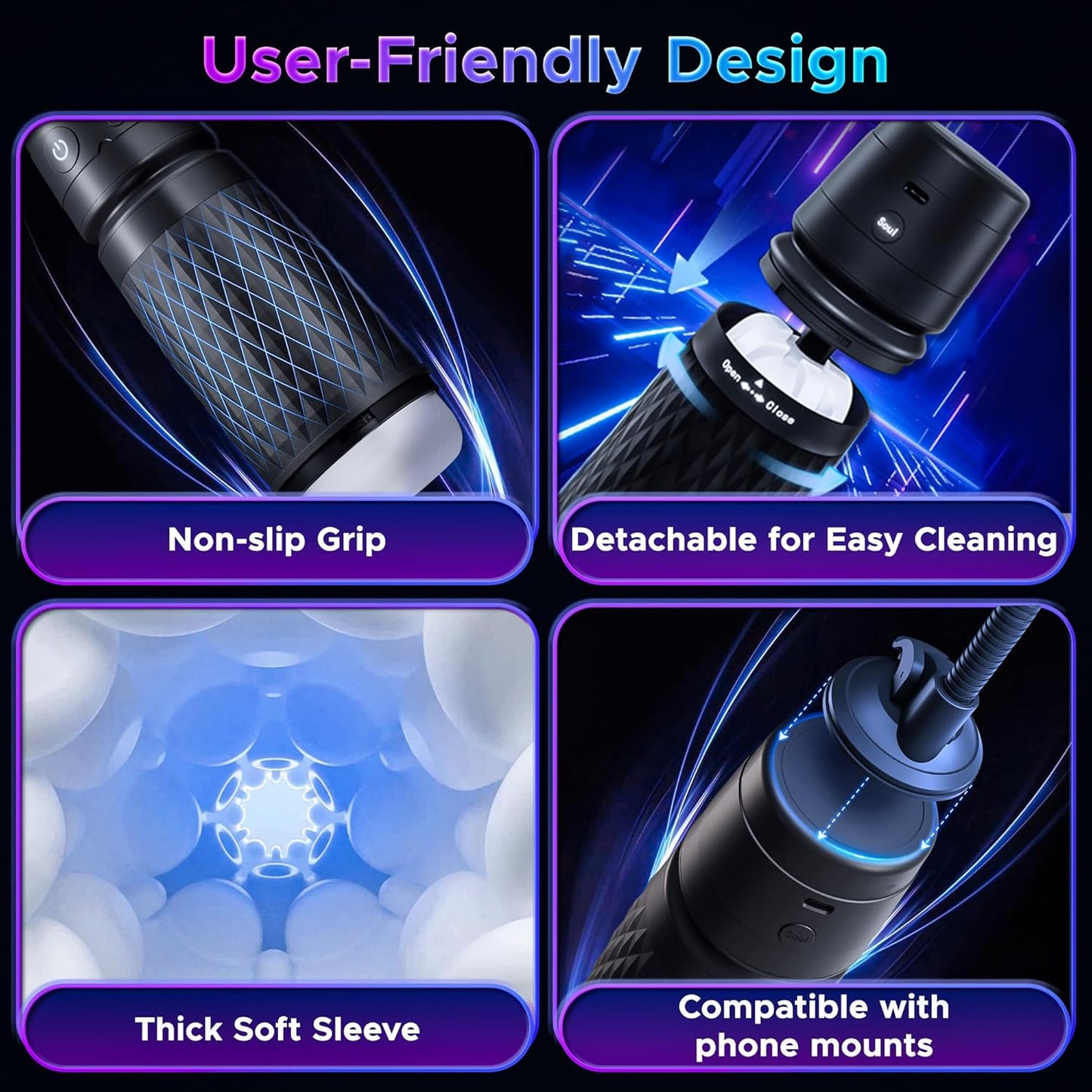Freihändiger Masturbator Stroker Sexmachine mit 3 Saug & 4 Vibrationsmodi