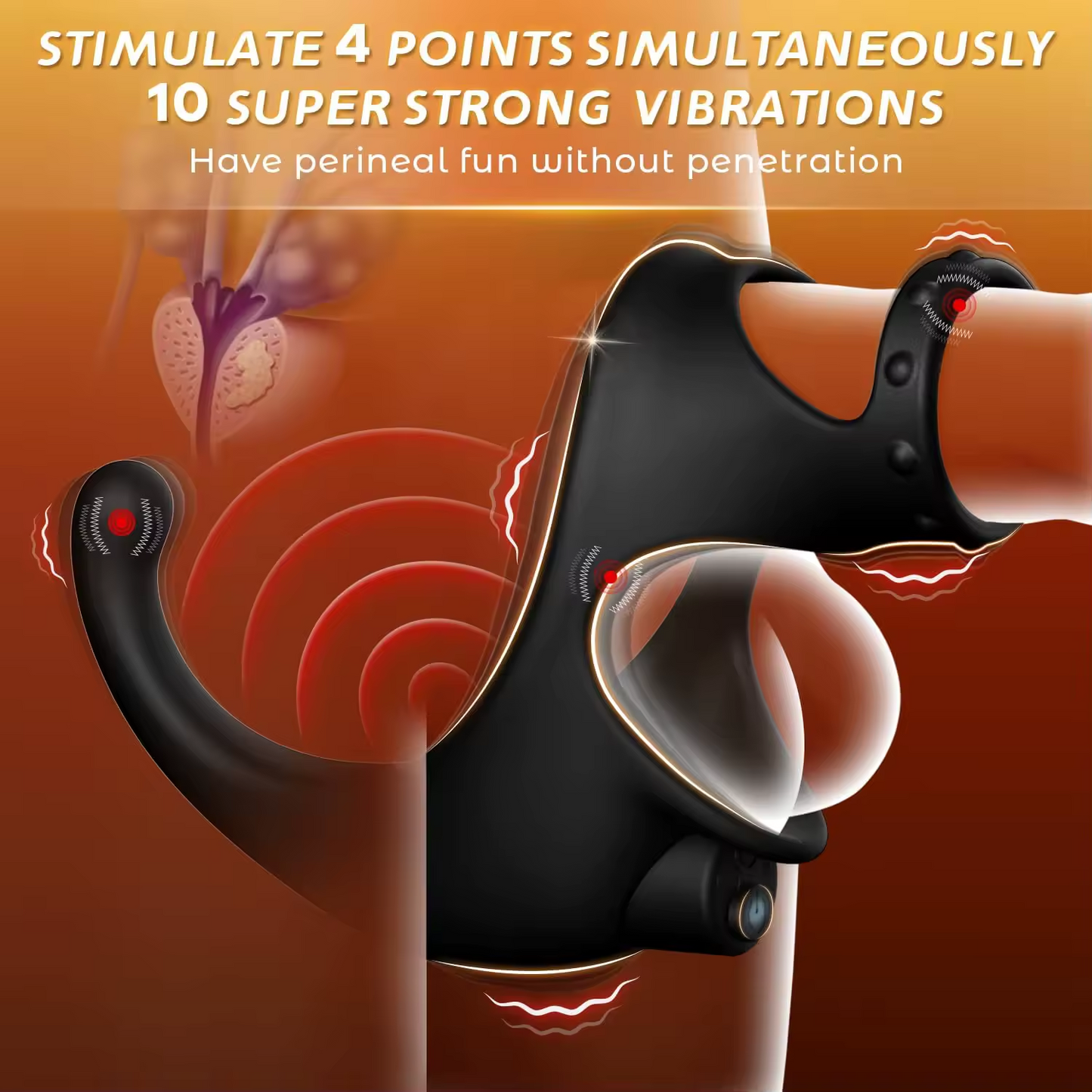 Analvibrator Prostatamassagegerät Penistrainer Cockring mit 4 Stimulations