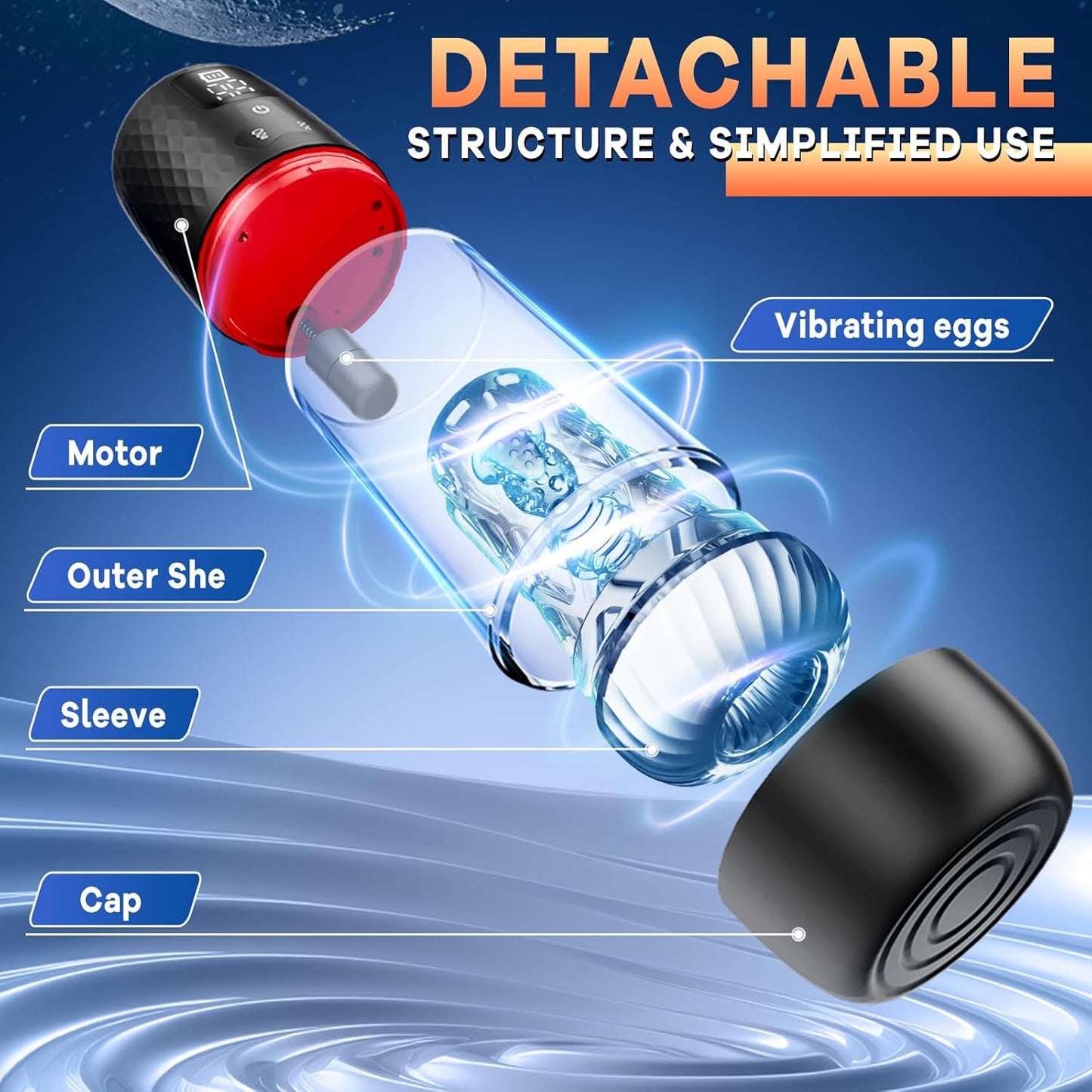LCD-Display Elektrischer Masturbator Penispump  mit 9 Saug & 9 Vibrationsmodi
