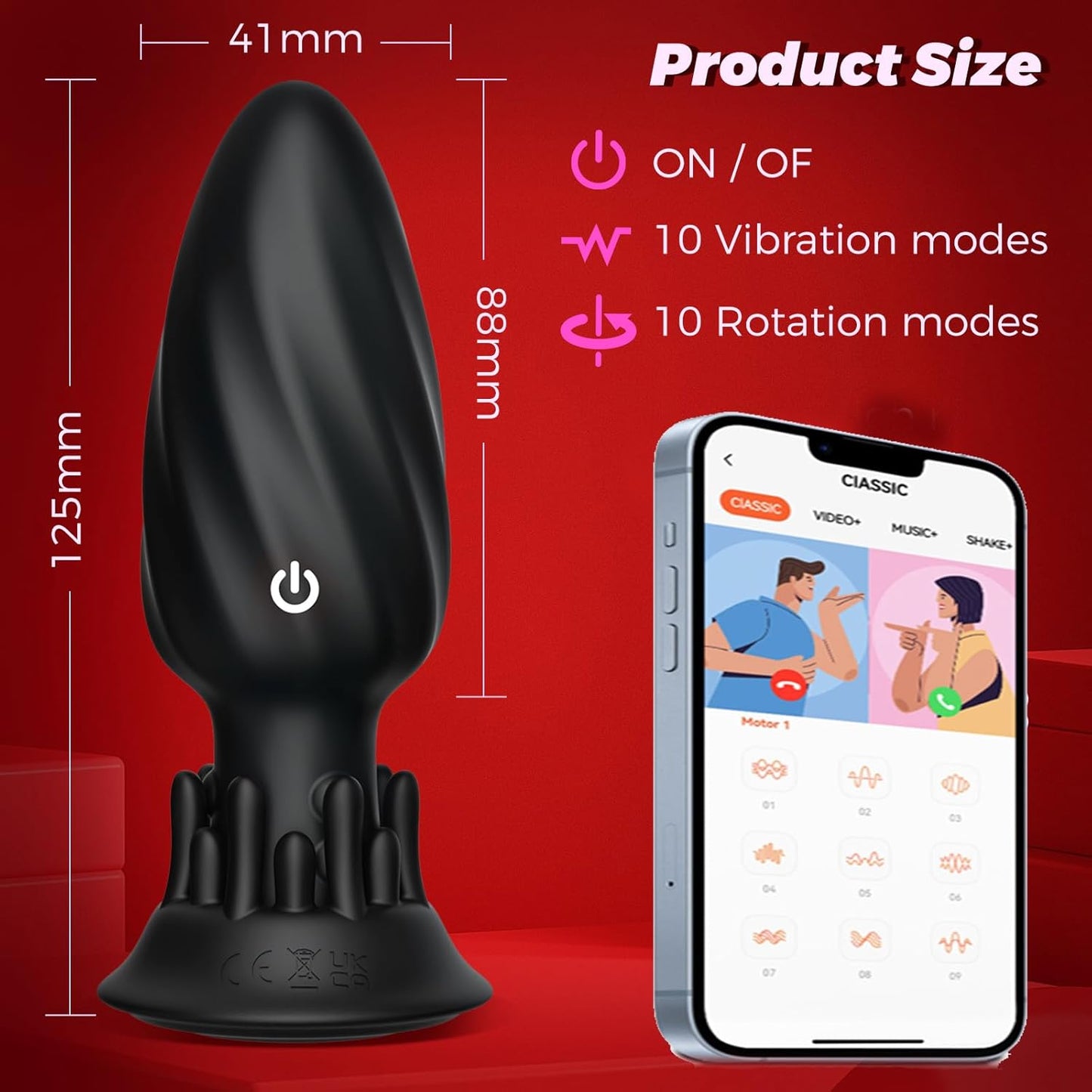 360° Rotation Analplug Vibrator mit 10 Vibrations und Rotationsmodi