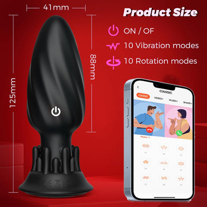 360° Rotation Analplug Vibrator mit 10 Vibrations und Rotationsmodi