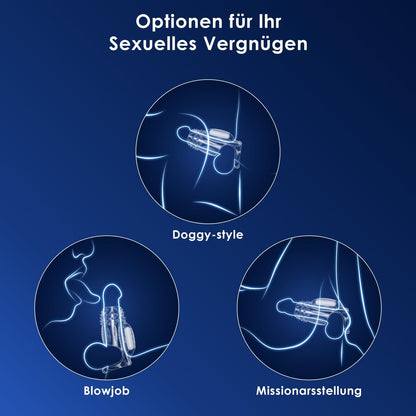 Transparente Penishülle Vibrator Cock Ring Penisvergrößerung mit 10 Vibrationsmodi