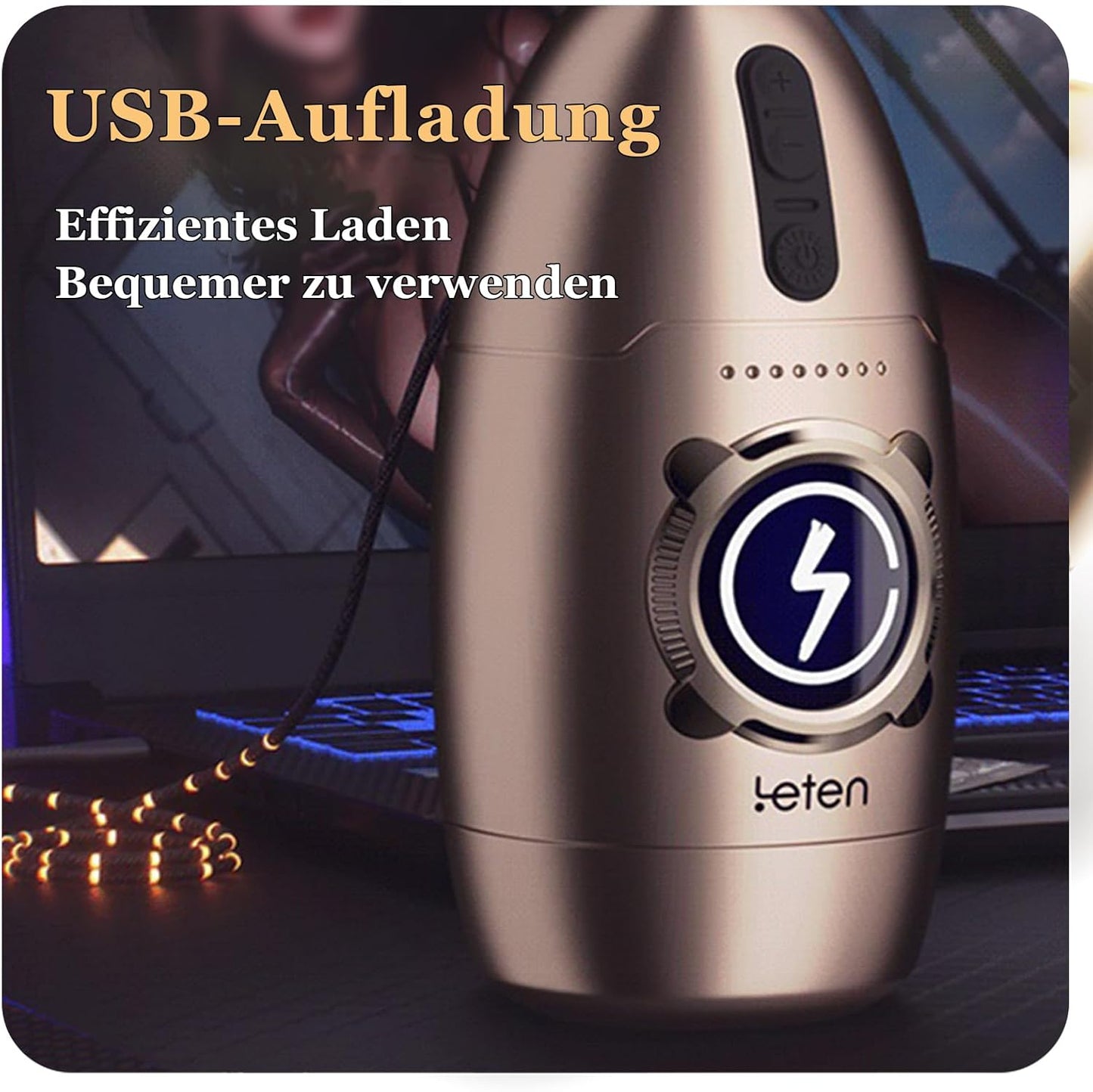 Elektrischer Masturbator Cup Penistrainer mit 5 Saugmodi 7 Rotationsmodi