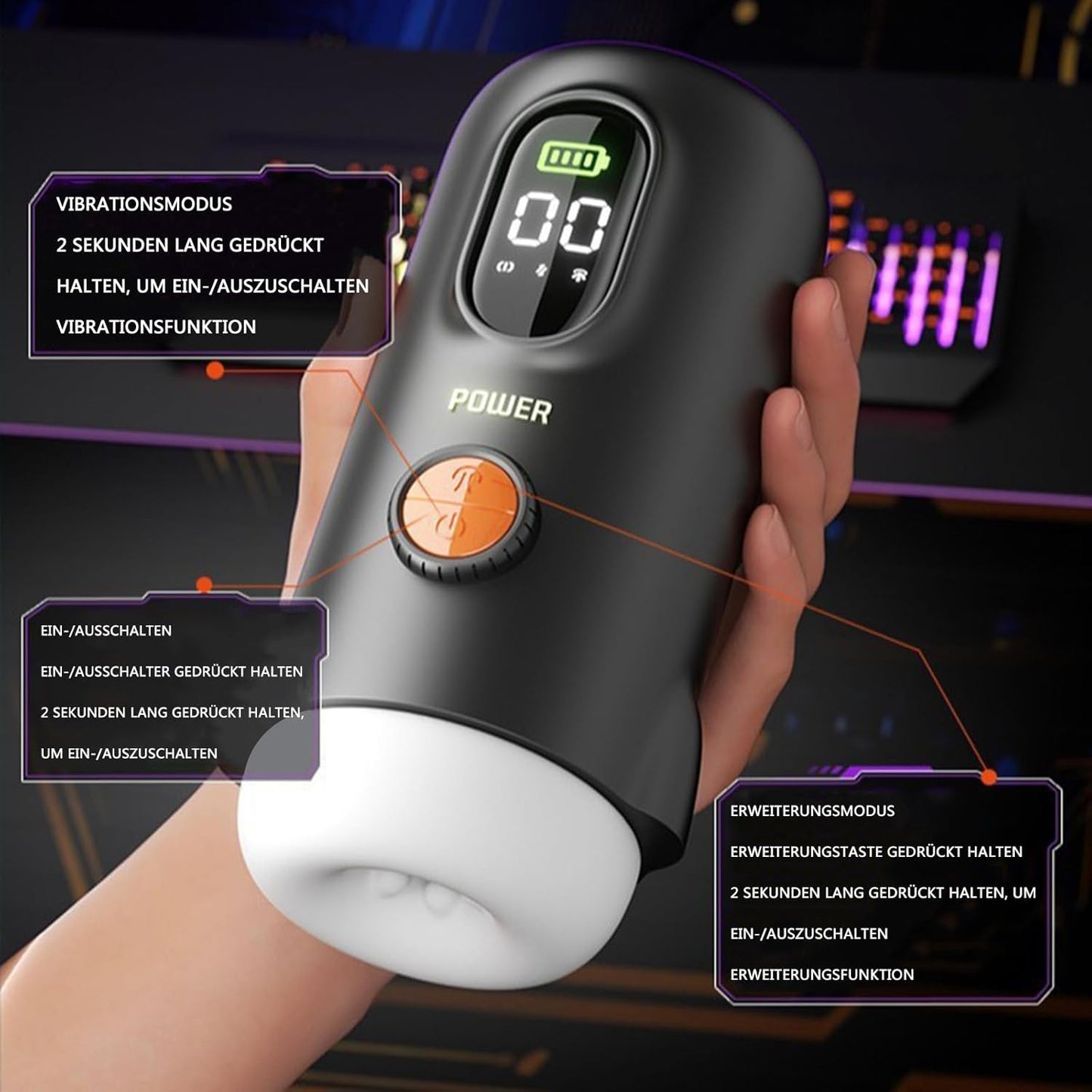 Automatischer Saug Masturbator Penis Trainer Blowjob Maschine mit 9 Vibrationsmodi
