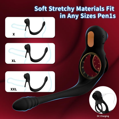 4 IN 1 Rose Cockring Penis Vibrator Prostata Massagegerät Analplug mit 10 Vibrationsstufen