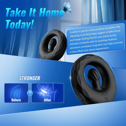 APP Pleasure Cock Ring Penis Vibrator Hodenstimulator mit 9 Vibrationsmodi