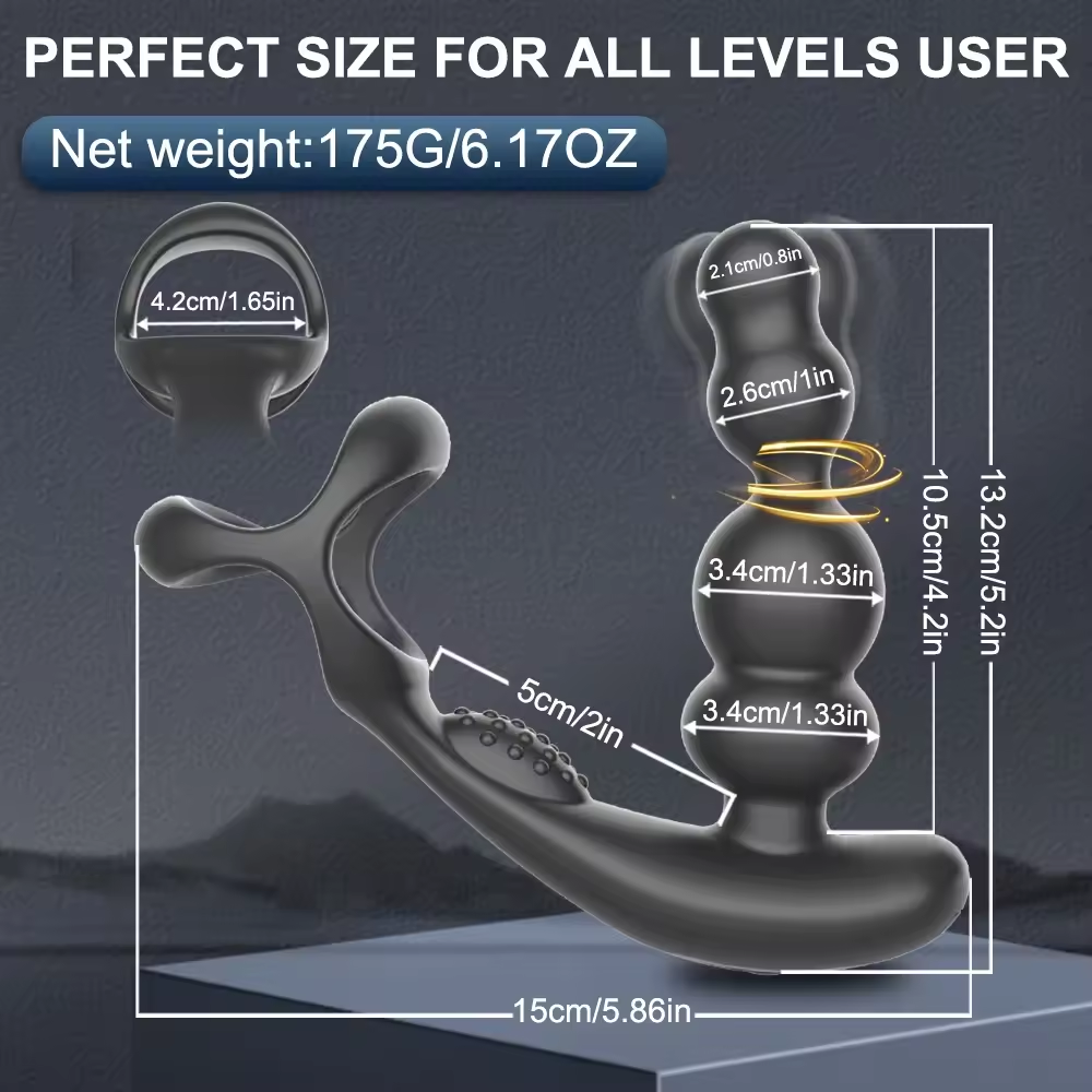 360° Drehbarer Analplug Penisring Prostata-Massagegerät mit 9 Vibrations und 3 Rotationsmodi