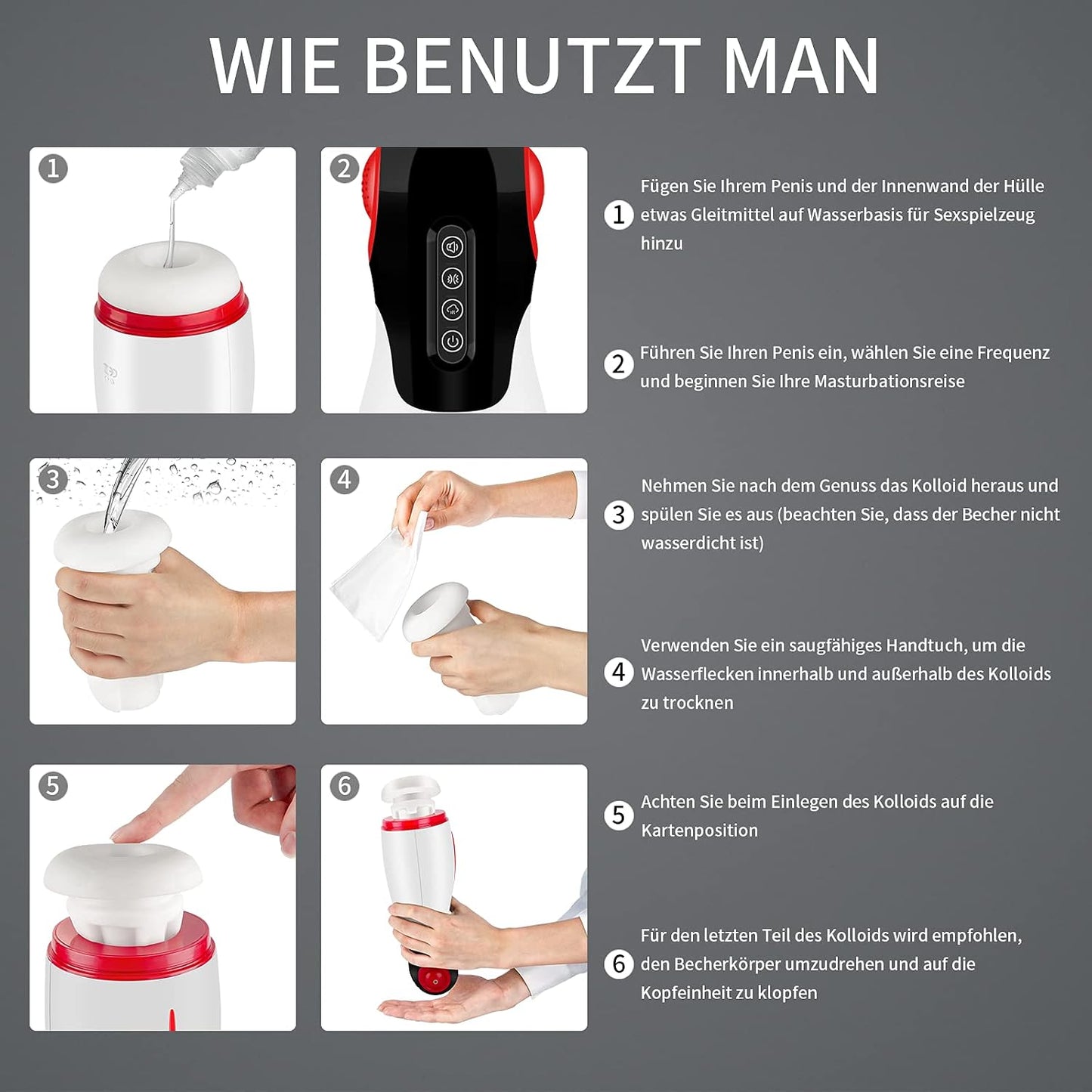 Elektrischer Masturbator Penis Vibrator mit 10 Vibratoren & 3 Stufen Spann & Clip-Saug & Heizung