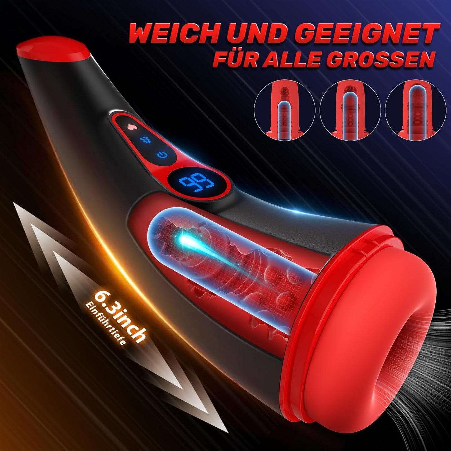 Elektrischer Masturbator Stroker Blowjob mit 9 Saugmodus & 9 Vibrationsmodi
