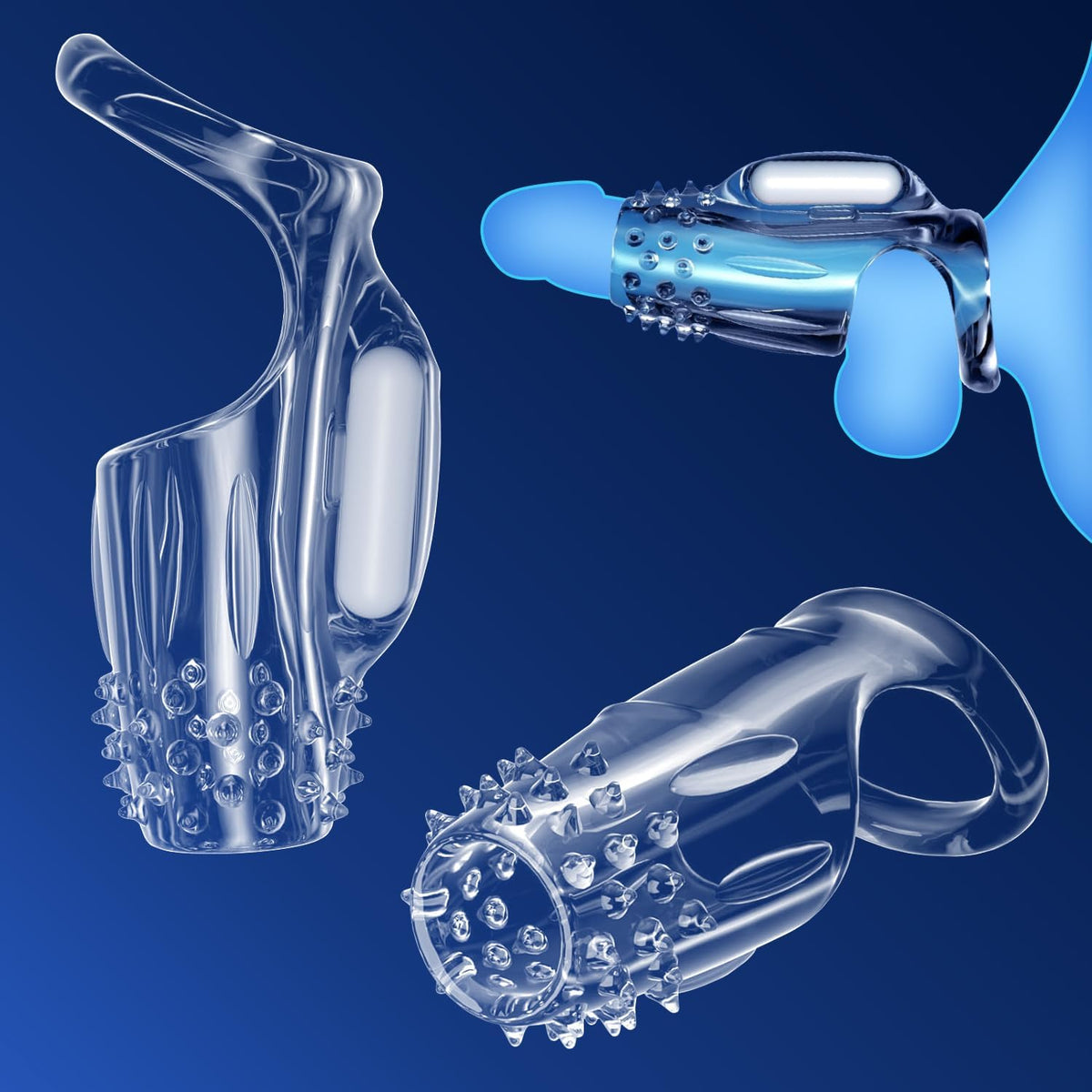 Transparente Penishülle Vibrator Cock Ring Penisvergrößerung mit 10 Vibrationsmodi