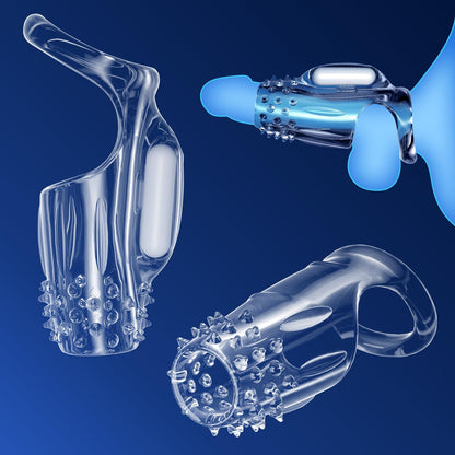 Transparente Penishülle Vibrator Cock Ring Penisvergrößerung mit 10 Vibrationsmodi