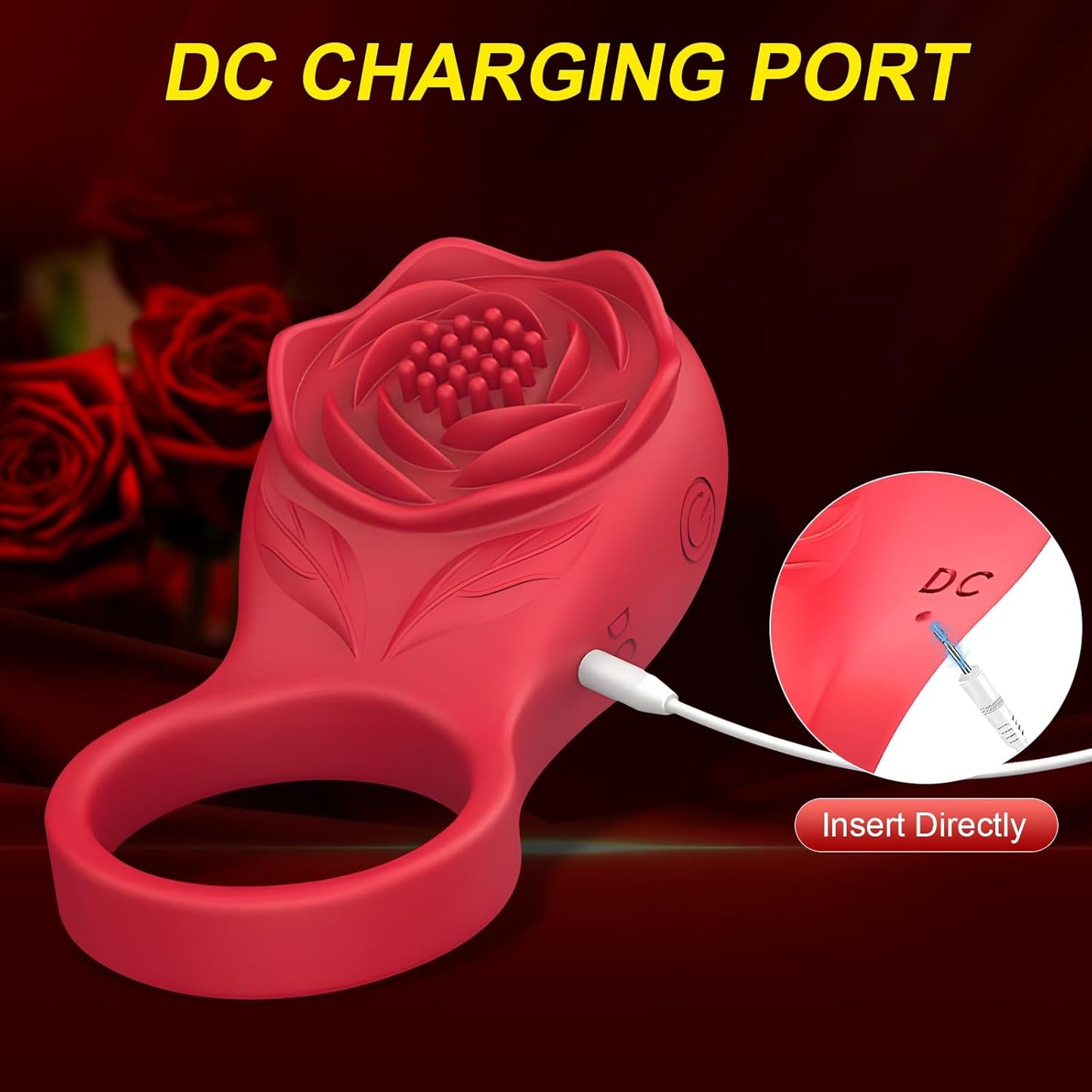 Rose Vibrator Klitorisstimulator Penisring Hodenmassagegerät mit 9 Vibrationsmodi