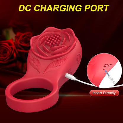 Rose Vibrator Klitorisstimulator Penisring Hodenmassagegerät mit 9 Vibrationsmodi